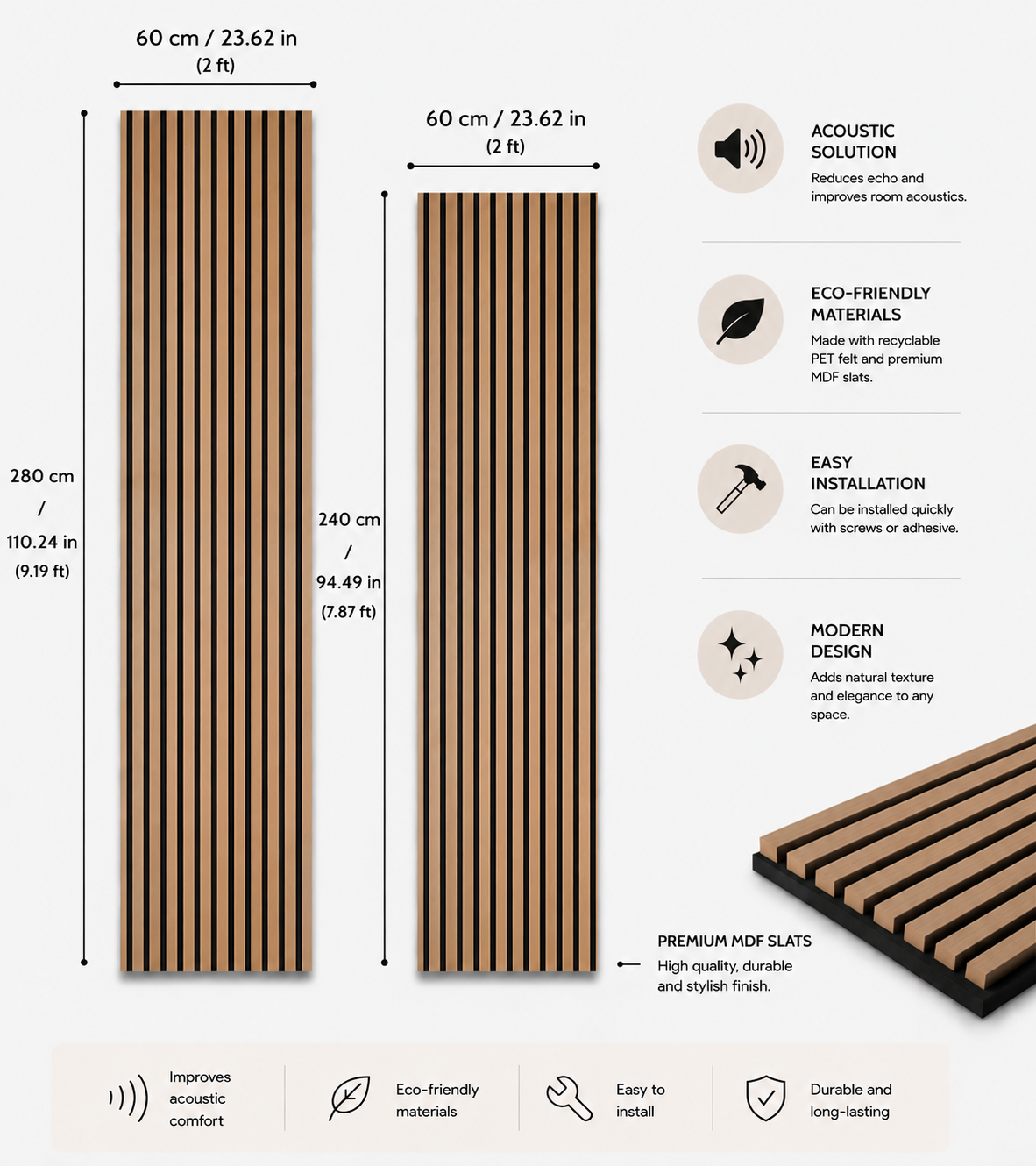 American Luxury Gold Acoustic Slat Wood Wall Panels