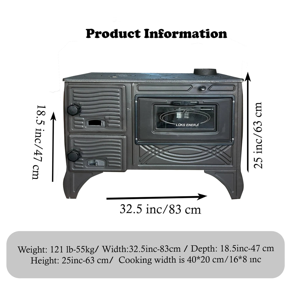 Brick Lined Fireplace Cast Iron Stove With Oven - CastingFire
