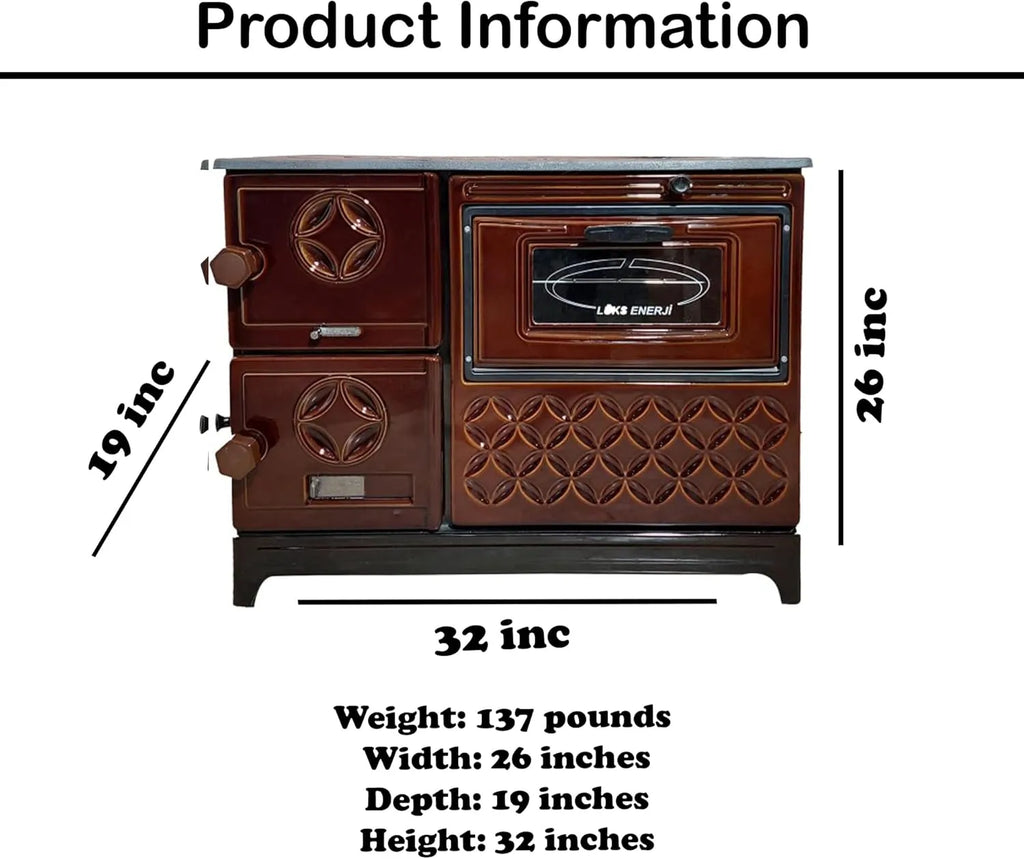 Brown Cast Iron Wood Stove Pipe Set - 3 Straight Pipes + 1 Elbow Pipe - TheCastingFire