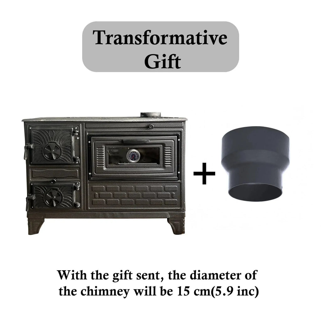 Cast Iron Stove with Oven - Brick Lined Fireplace - CastingFire