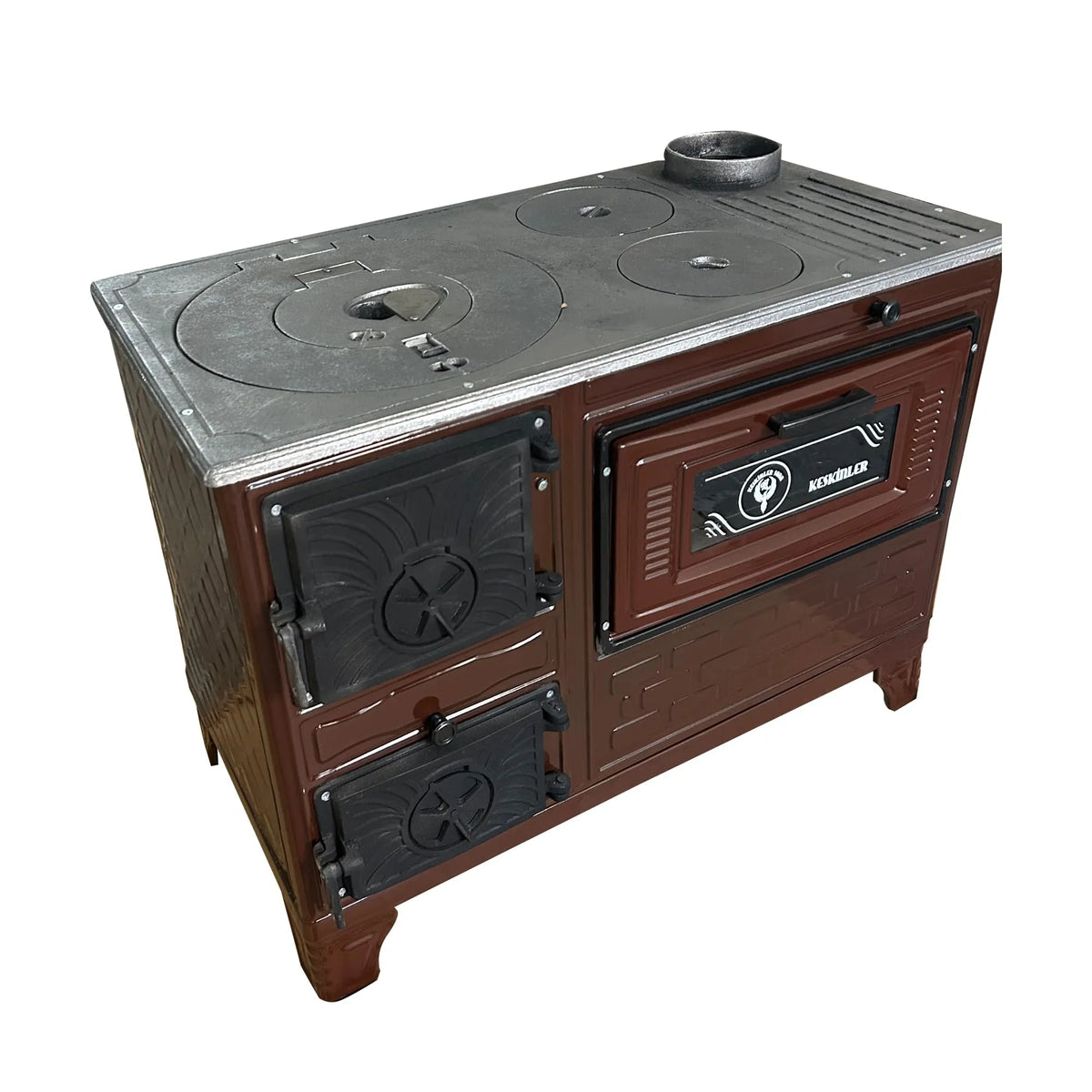 Cast Iron Stove with Oven Cast Iron Fireplace Brown - Casting Fire