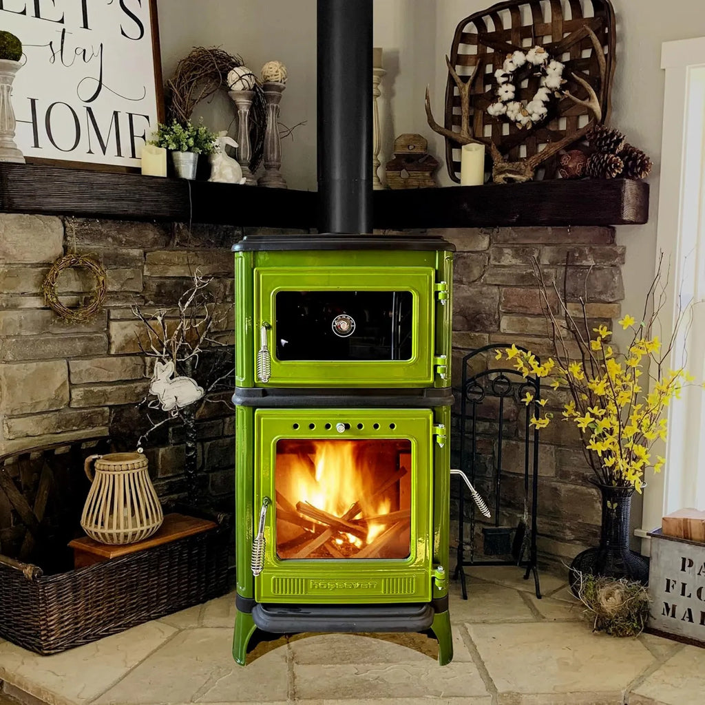Colorful Cast Iron Wood Stove Pipe Set 3 Straight Pipes + 1 Elbow Pipe - TheCastingFire