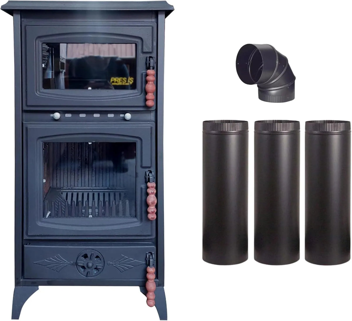Colorful Cast Iron Wood Stove Pipe Set 3 Straight Pipes + 1 Elbow Pipe - TheCastingFire