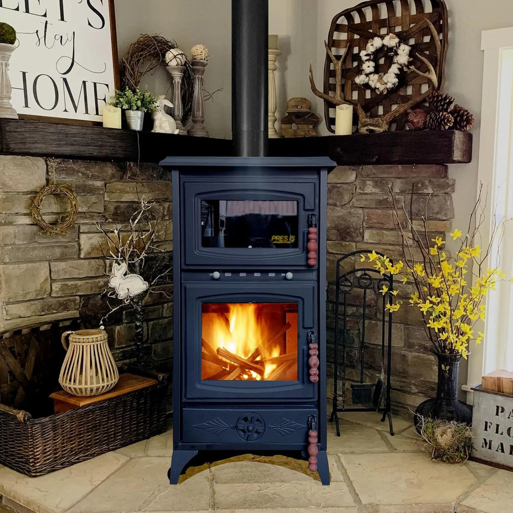 Colorful Cast Iron Wood Stove Pipe Set 3 Straight Pipes + 1 Elbow Pipe - TheCastingFire