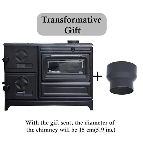 Grey Cast Iron Stove with Oven - Casting Fire