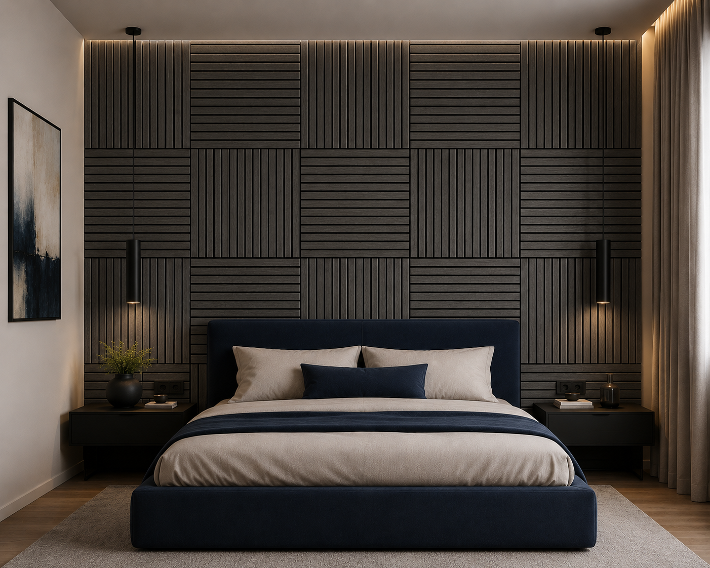 Modern Sound Absorbing Decorative Wall Panels (1.44 m2 - 15.5 sq ft) 4-Pack
