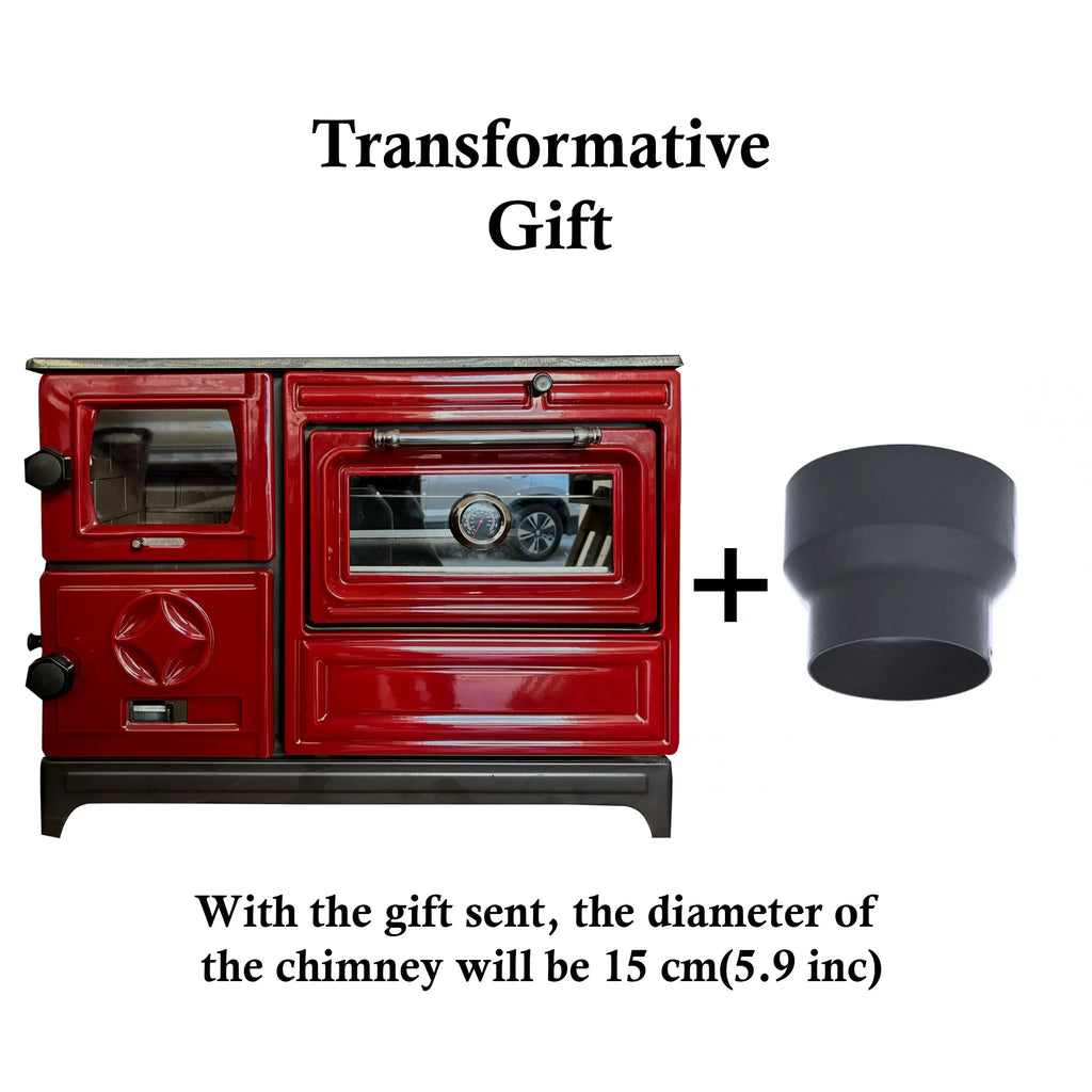Red Cast Iron Wood Stove - CastingFire