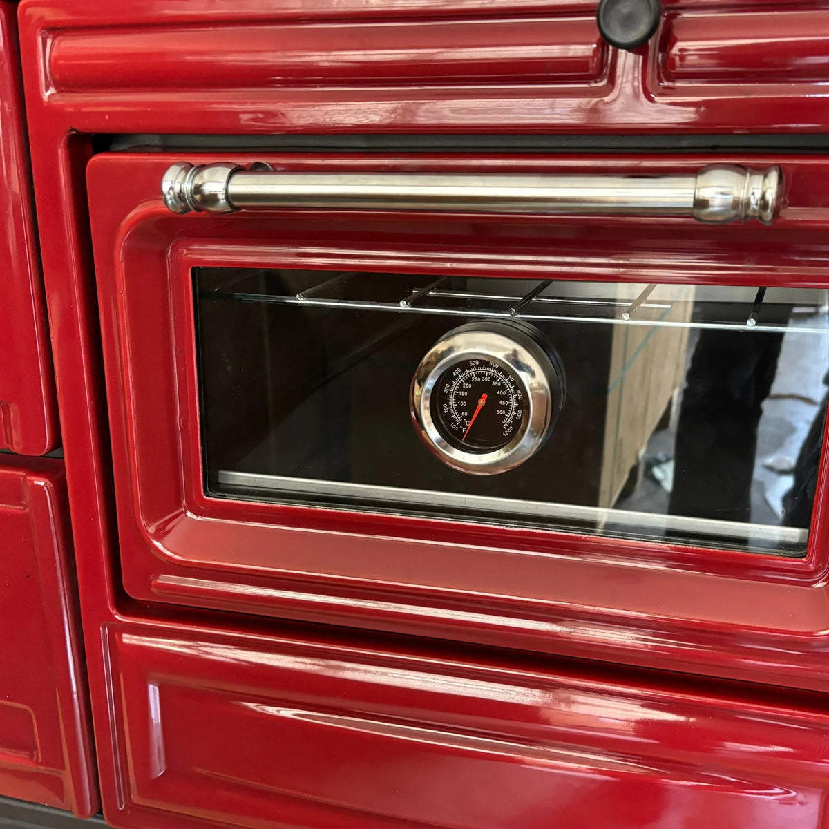 Red Cast Iron Wood Stove - CastingFire