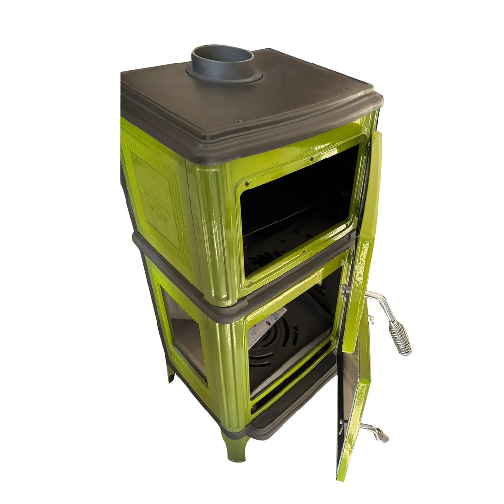 Vertical Cast Iron Stove Green - TheCastingFire