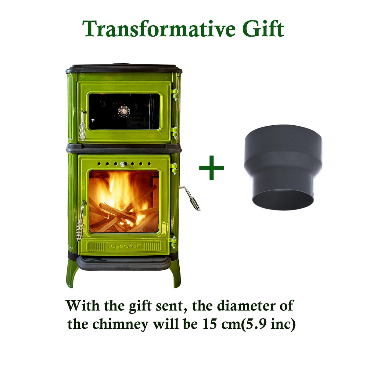 Vertical Cast Iron Stove Green - TheCastingFire