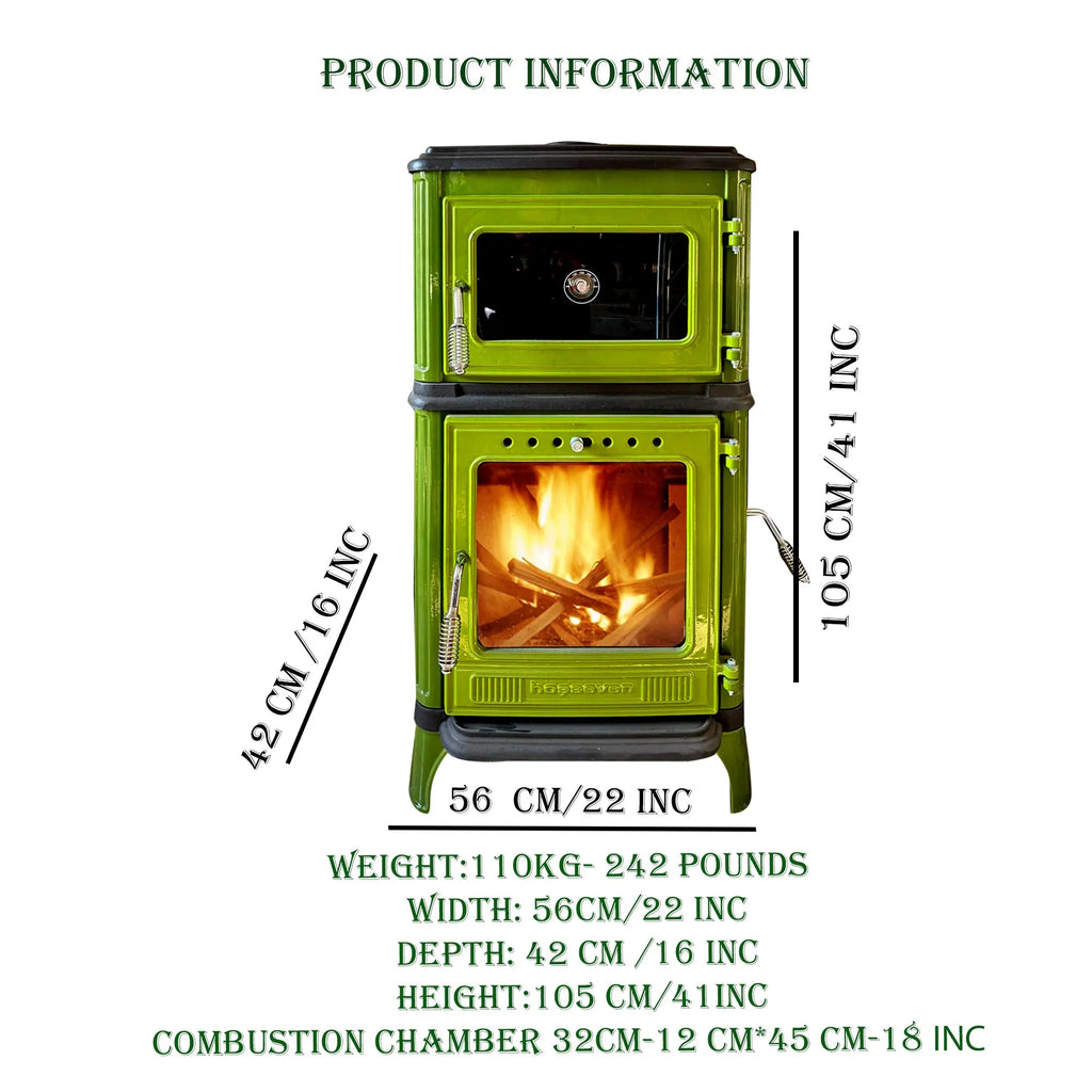 Vertical Cast Iron Stove Green - TheCastingFire